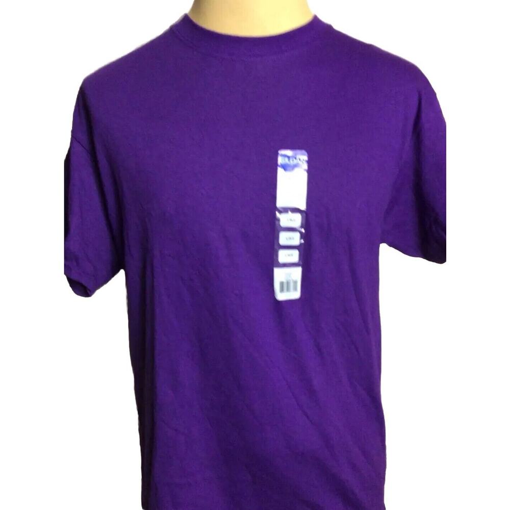 Gildan 2151ss Mens Size L SS Heavy Cotton Crew Neck Purple T-Shirt New w Tag
